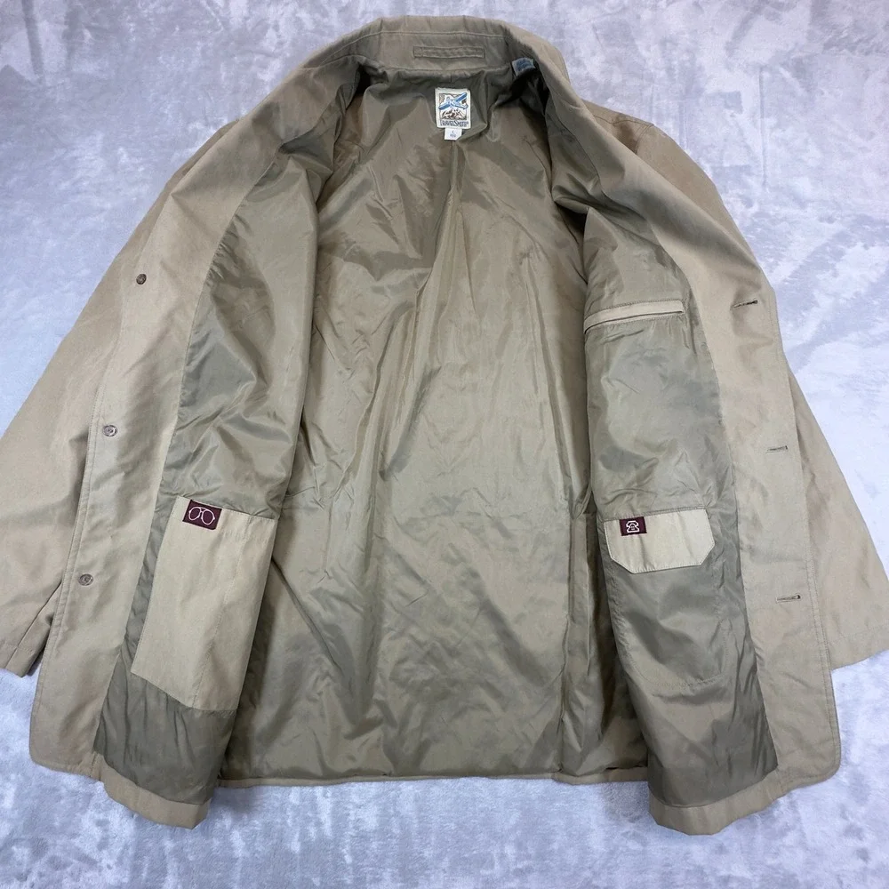 TravelSmith Safari Travel Blazer Sport Coat Large Khaki Tan Multi Pocket Lined